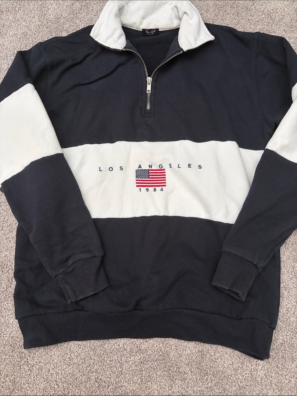 Los Angeles 1984 Half-Zip Colorblock Sweatshirt - Navy & White
John Galt/Brandy